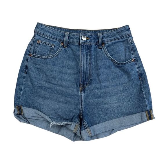 Divided H&M Women's Hi Rise Cuffed Denim Shorts Size 6 - Picture 2 of 6